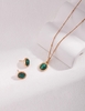 B23Minimalist French series, sterling silver malachite temperament niche light luxury retro high-end earrings